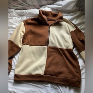 SHEIN brown and light brown checkered top